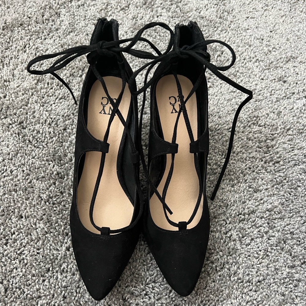 NY&C Black Lace-Up Heels
